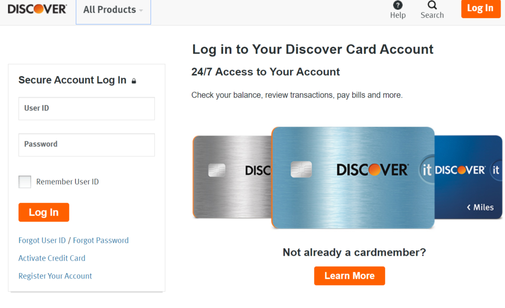 Discover Credit Card Login