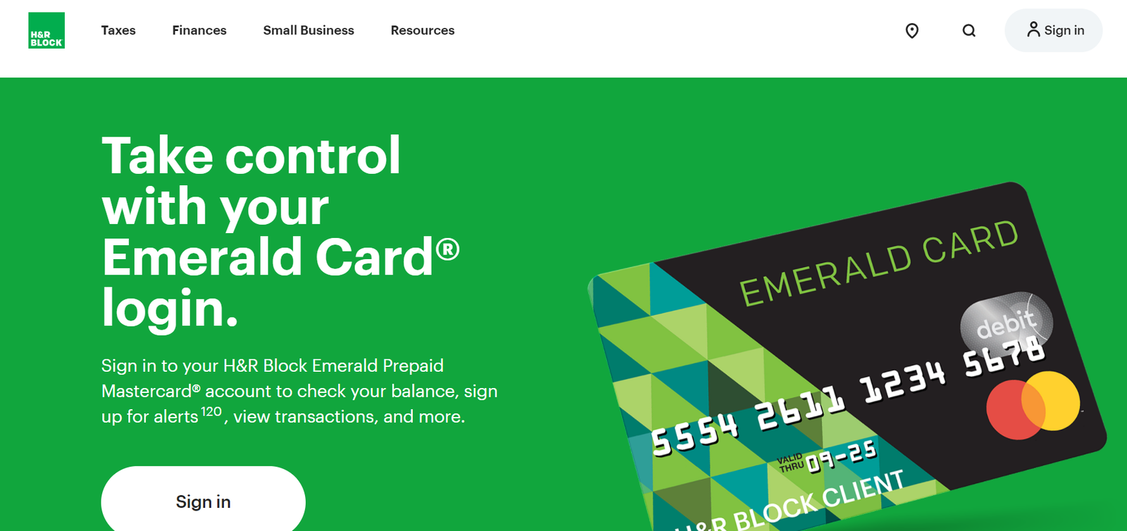 H&R block Emerald Card Login MyBlock