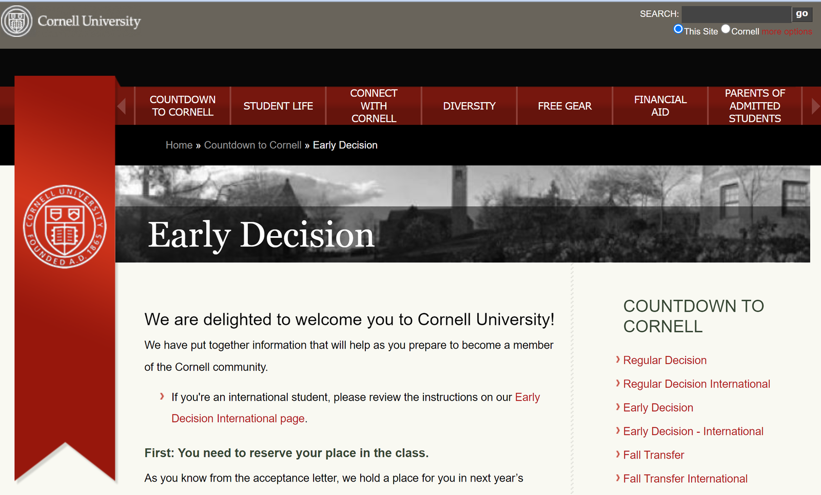 Cornell Early Decision Acceptance Rate & Decision Date SFT