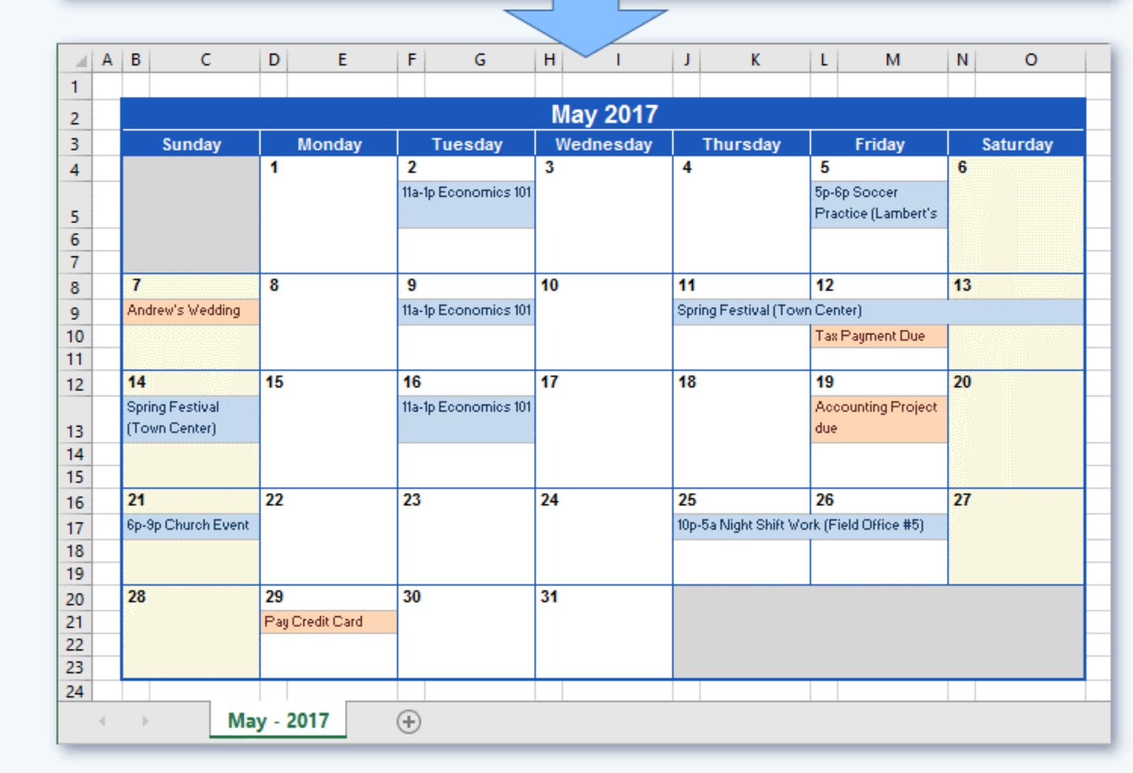 How to Create a Calendar With Excel Data